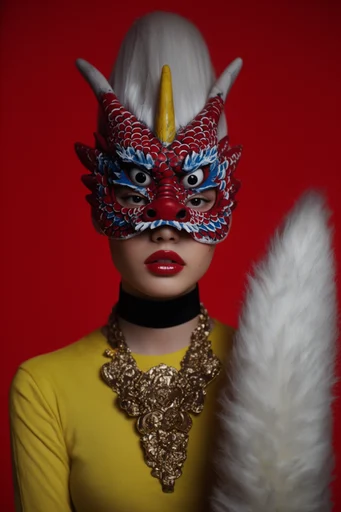 Crimson Analog Editorial style reference image — direct flash photography