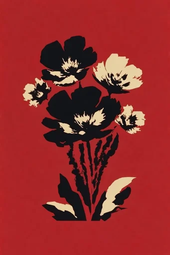 Crimson Noir Minimalism style reference image — bold stencil art