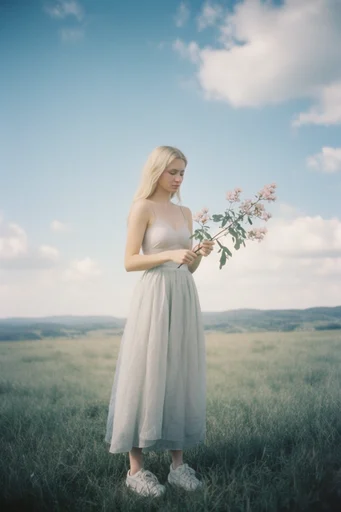 Ethereal Pastoral Nostalgia style reference image — vintage film grain