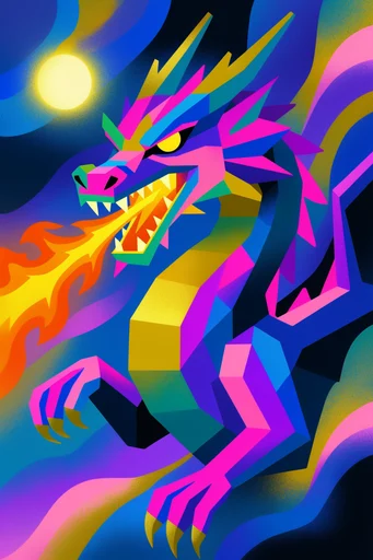Vibrant Neo-Cubist Vectorism style reference image — tactile grain texture