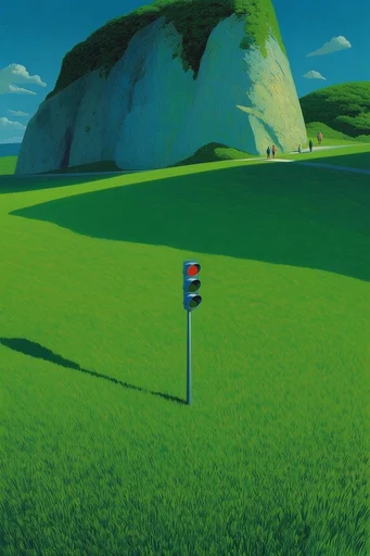 Surreal Pastoral Impressionism style reference image — vibrant saturated greens