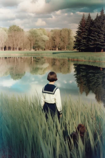 Cinematic Retro Surrealism style reference image — vintage film grain