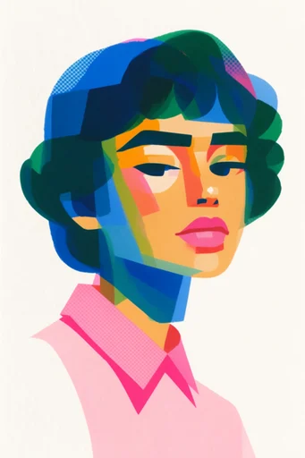 Retro Folk Risograph style reference image — textured screenprint aesthetic