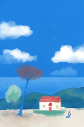 Naive Cobalt Minimalist style reference image — minimalist folk art