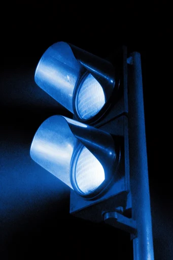 Luminous Cobalt Noir style reference image — stark chiaroscuro