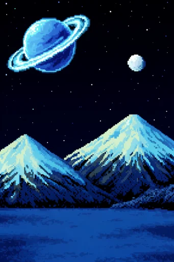 Nostalgic Cosmic Pixelism style reference image — pixel art