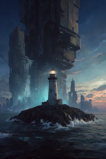 Monolithic Cyber-Brutalist Horizon style reference image — painterly digital art style