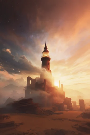 Monolithic Surreal Desert style reference image — retro-futuristic sci-fi