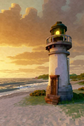 Retro Voxel Sunset style reference image — volumetric lighting