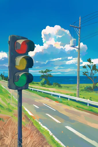 Nostalgic Ghibli Summer style reference image — vibrant gouache painting