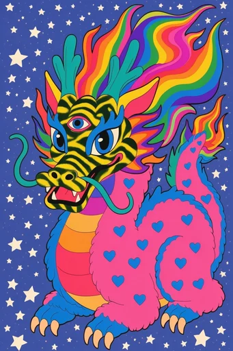 Neon Psychedelic Pop style reference image — surreal vector illustration