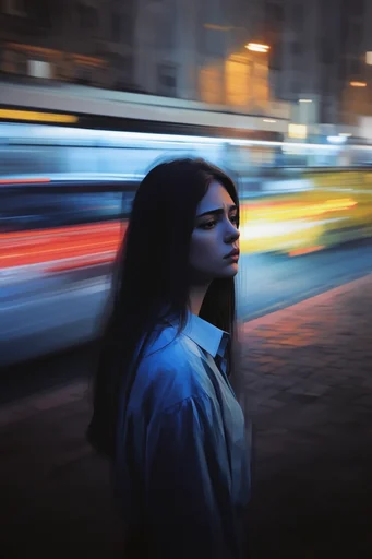 Kinetic Luminous Blur style reference image — cool and warm contrast