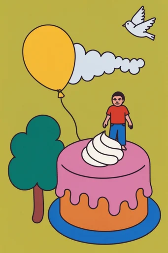 Surreal Retro Pop style reference image — minimalist graphic design
