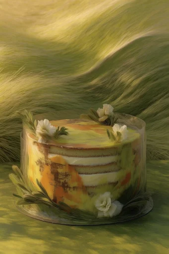 Sculptural Verdant Landscapes style reference image — vibrant chartreuse and forest green