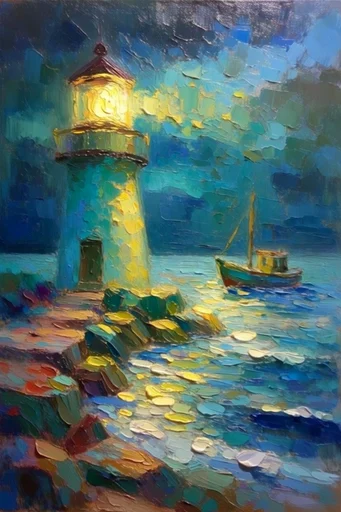 Sculptural Impressionist Waterscapes style reference image — serene waterscape reflections