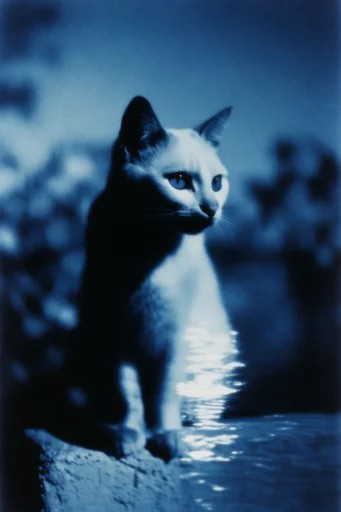 Nocturnal Cyanotype Noir style reference image — deep indigo and teal