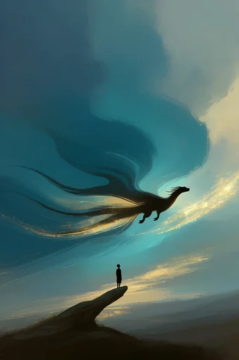 Ethereal Minimalist Solitude style reference image — deep teal and blue palette