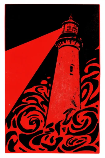 Crimson Noir Graphic style reference image — op-art psychological tension
