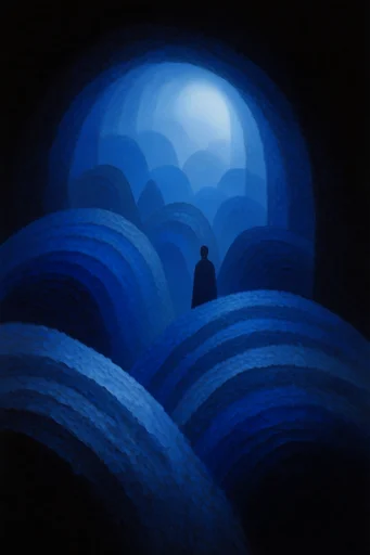 Monochromatic Cobalt Surrealism style reference image — monochromatic cobalt palette