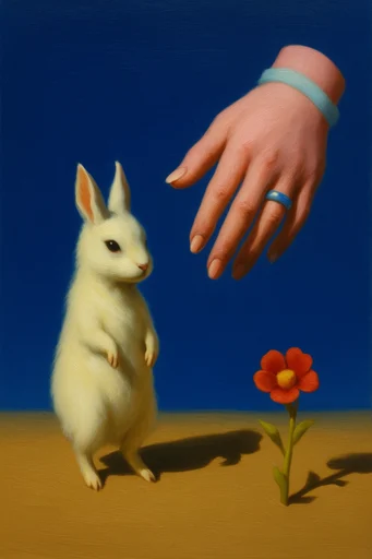 Velvet Surrealist Contrast style reference image — high-contrast surrealism