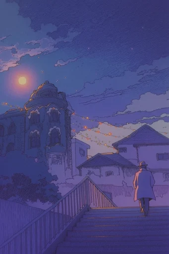 Nocturnal Glitch Surrealism style reference image — vintage anime aesthetic
