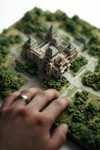 Architectural Voxel Synthesis style reference image — miniature diorama style