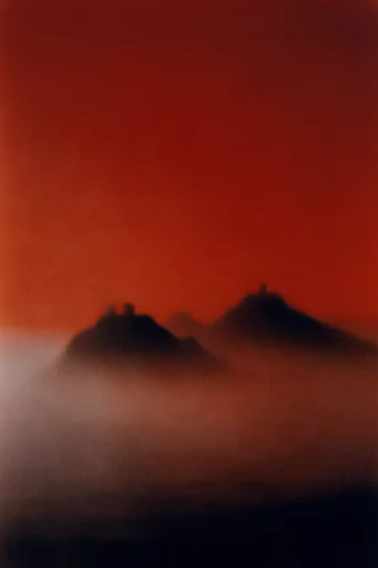 Crimson Noir Cinema style reference image — saturated crimson and black