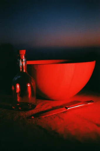 Crimson Nocturnal Liminality style reference image — cinematic chiaroscuro