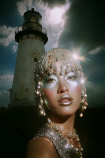 Prismatic Cosmic Glamour style reference image — opulent jeweled embellishments