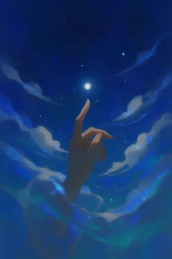 Ethereal Celestial Dreamscapes style reference image — silhouetted figure