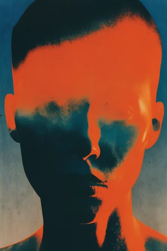 Thermal Noir Surrealism style reference image — solarized portraiture