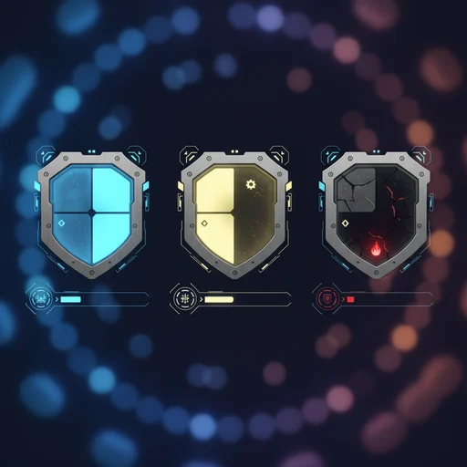 Health bar UI icons in different depletion states