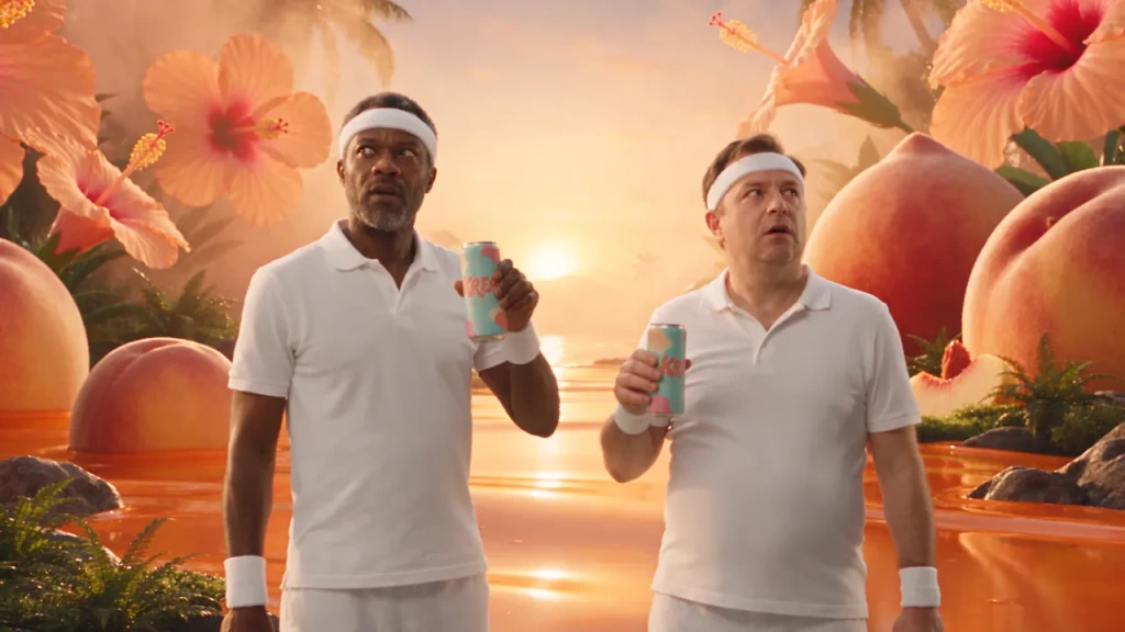 Still from a soda campaign video made with Krea Agent