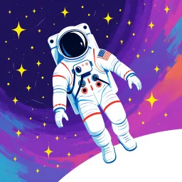 Astronaut floating in space, cosmic colors with stars