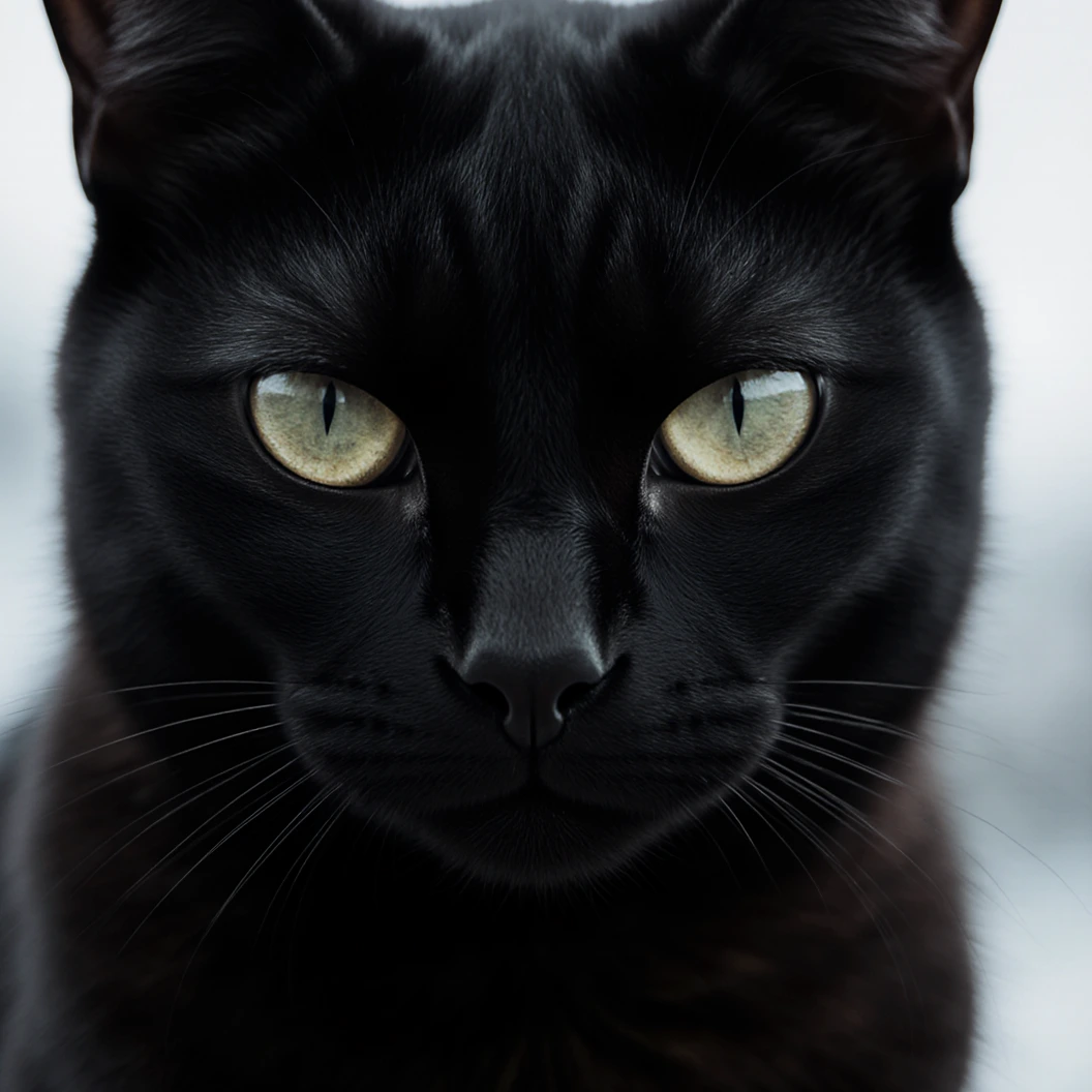 Dark cinematic close up of a cat
