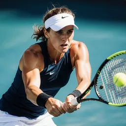 Intense action shot of a tennis player in full motion, artistic sports photography