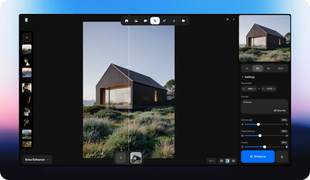 Speed optimization interface showing lightning-fast AI image enhancement processing times