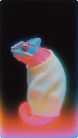 Chameleon wearing a sweater