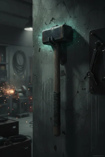 Gritty 3D AAA style weapon design of a sledgehammer