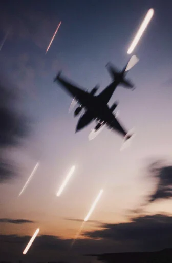 A passenger plane during takeoff, viewed from below, with landing gear deployed and two turbofan engines