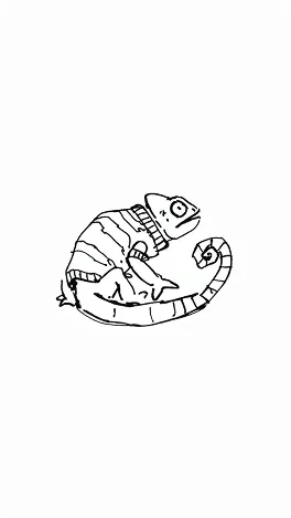 Chameleon wearing a sweater