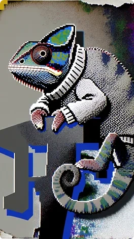 Chameleon wearing a sweater