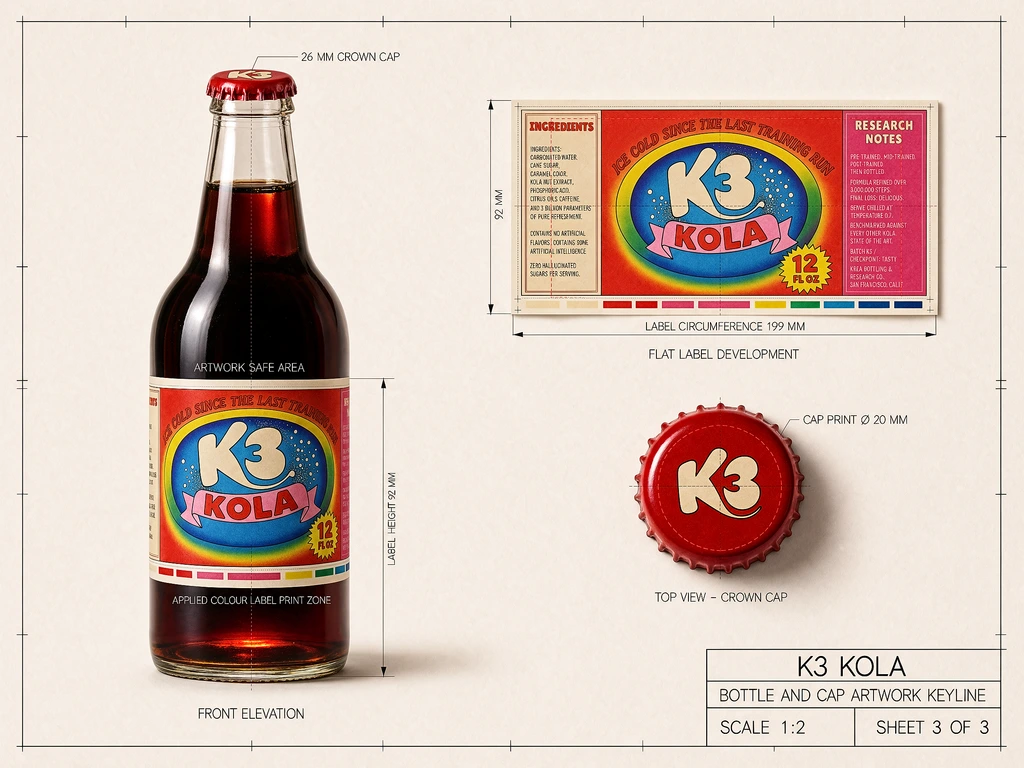 Kola bottle and label design sheet