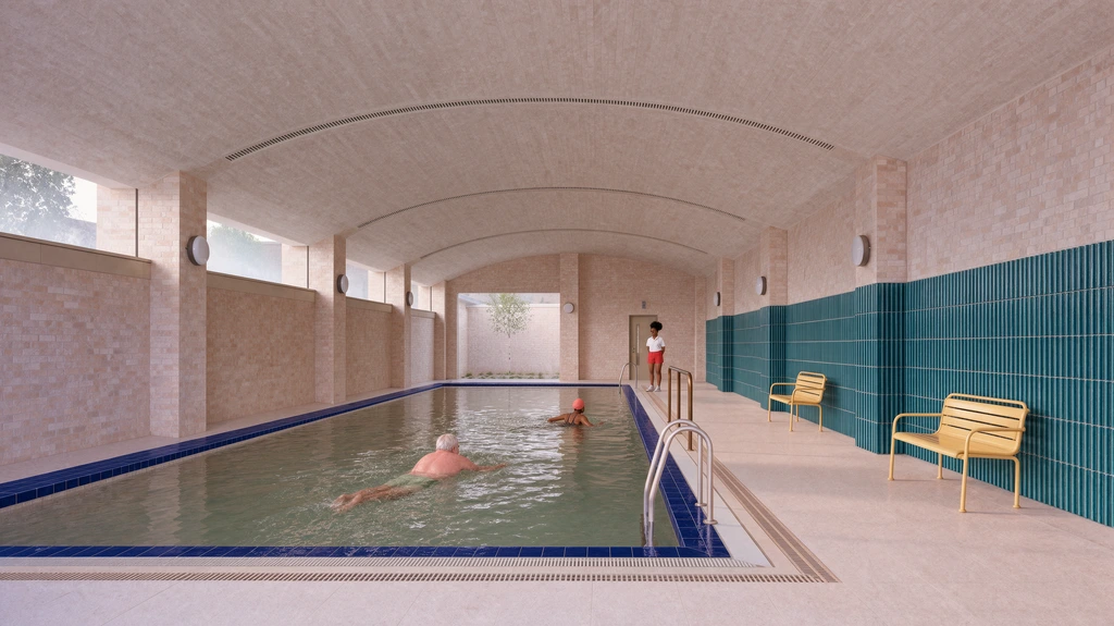 Tiled indoor swimming bath